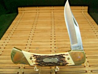 NIB VINTAGE SCHRADE,  USA UNCLE HENRY LB8 PAPA BEAR FOLD LOCKBACK KNIFE & SHEATH 3