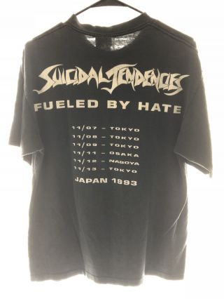 Vintage Giant Rare 1993 Suicidal Tendencies Fueled By Hate Japan Tour T Shirt 2