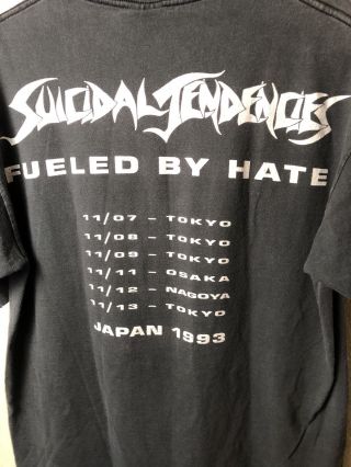 Vintage Giant Rare 1993 Suicidal Tendencies Fueled By Hate Japan Tour T Shirt 7