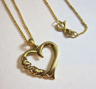 Vintage 14k Yellow Gold Xo Heart Pendant Necklace 18” 3.  5g