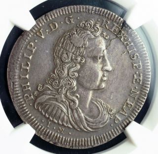 1702,  Naples (kingdom),  Philip V Of Spain.  Rare Silver ½ Ducato Coin.  Ngc Xf - 45