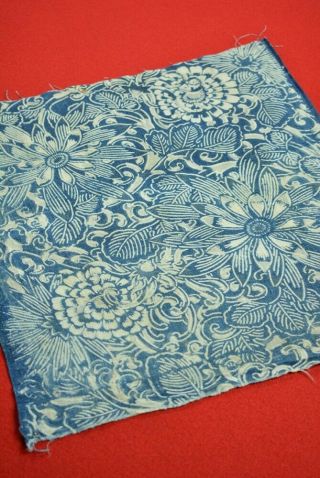 Xe68/30 Vintage Japanese Fabric Cotton Antique Patch Indigo Blue Katazome 13 "