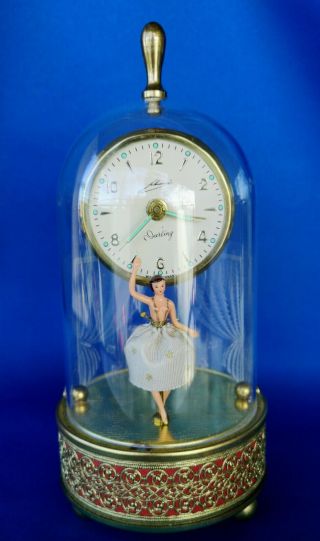 Rare German Vintage 1960 Schmidt - Darling Musical Ballerina Dome Clock