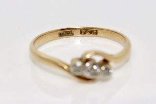 A Fine Antique Art Deco 18ct & Platinum 0.  10TCW Diamond 3 Stone Ring 12724 2