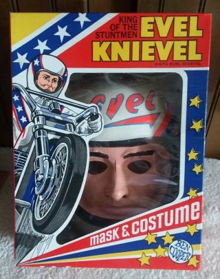 Vintage 1974 Ben Cooper Evel Knievel Motorcycle Halloween Costume & Mask