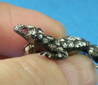Fine Antique,  Early Victorian French Silver Diamond Paste,  Lizard Brooch Pin.
