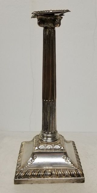 Antique Vintage Sheffield Silver On Copper Candlestick Column Georgian Style