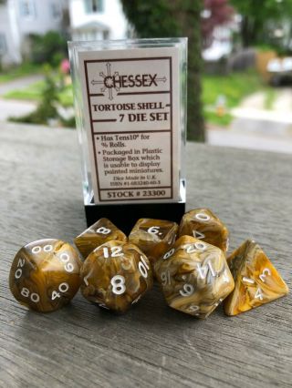 Chessex Tortoise Shell 7 Die Set; Carded And Oop; Extremely Rare;