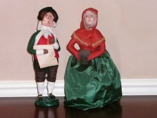 Byers Choice Very Unique Older Undated Vintage Woman & Colonial Man Rare