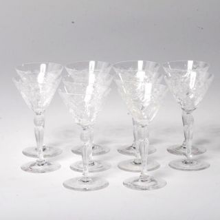 Vintage Set Of 10 Hawkes Intaglio Cut Crystal Cocktail/liquor Glasses