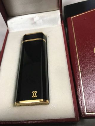 Vintage Cartier Gas Lighter Black Gold Swiss Made