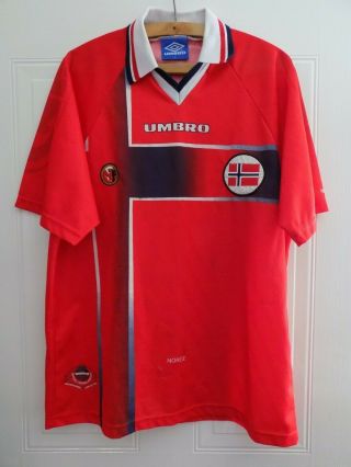 Norge Umbro 1997 Norway Home Retro Jersey Soccer Football Shirt Maglia Vintage L