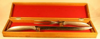 Vintage Murphy Blades Handmade Knife Fork Carving Set Murphy Stamped Wooden Box