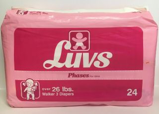 Vintage 1992 Luvs Plastic Walker 3 Girl Diapers