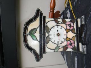 Vintage Gorgeous Dale Tiffany Stained Glass Clock W Lamp Light