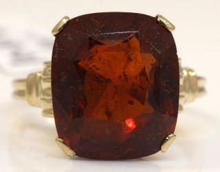 Lovely Vintage 14k Yellow Gold Ring With 10.  81 Ct Garnet 4.  7 Grams D5