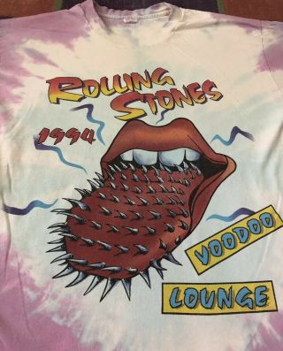 Vintage 90’s Rolling Stones 1992 Voodoo Lounge Tie Dye Rock Concert Tour T Shirt