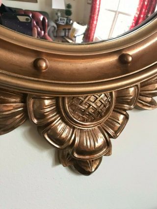 Vintage 1960 American Federal Style Eagle Convex Syroco Wall Mirror 28.  5 