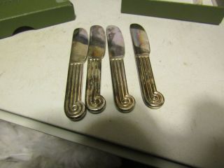 SET OF 4 CHRISTOFLE PATE SPREADERS STERLING SILVER ORIG.  BOX MARK SCALE OF JUSTI 2