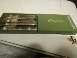 SET OF 4 CHRISTOFLE PATE SPREADERS STERLING SILVER ORIG.  BOX MARK SCALE OF JUSTI 4