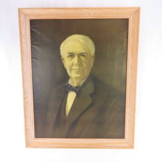 After Junius Allen (1898 - 1962) Thomas Edison Portrait Framed Vintage Inventor