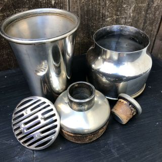 Vintage Meriden S.  P.  Co.  Silver Plate Co.  5 Piece Travel Cocktail Shaker Mixer