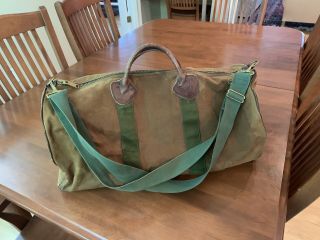 Vintage 1960s Ll Bean Duffle Bag Cursive Label Script Talon Canvas Leather