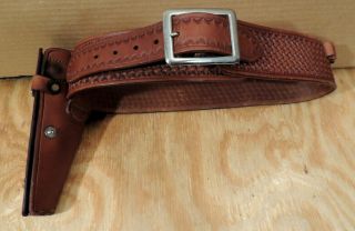 Vintage Berns - Martin Ga Gun Weave Western Cowboy Leather Holster Belt Sz 31