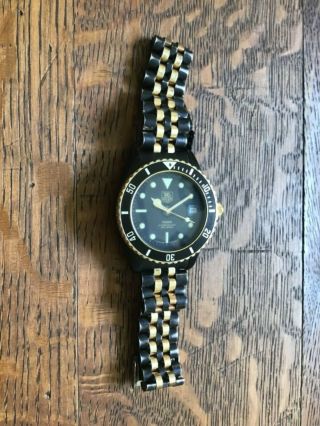 Vintage Tag Heuer 1000 980.  029N Black & Gold Men ' s PVD Sport Watch For Repair 8