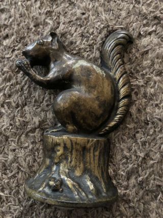 Vintage Cast Iron Squirrel Statue Door Stop