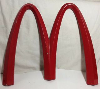 Rare Large Vintage Red Metal Mcdonalds Golden Arches Sign 17 X 14 " Nyc