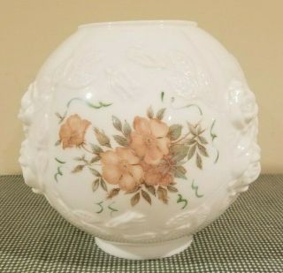 Vintage Puffy Rose Gone With The Wind Banquet White Glass Ball Lamp Shade Globe