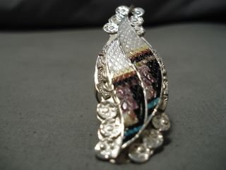 IMPORTANT VINTAGE ZUNI ELDRED MARTINEZ STERLING SILVER TURQUOISE RING 2