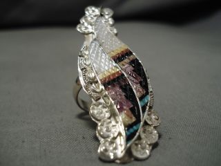 IMPORTANT VINTAGE ZUNI ELDRED MARTINEZ STERLING SILVER TURQUOISE RING 3