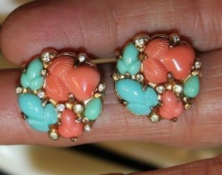 RARE SIGNED CROWN TRIFARI MOLDED GLASS ACORN EARRINGS AND STUNNING 3