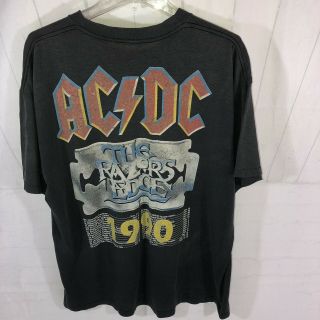 Vintage 90s AC/DC Razors Edge T Size XL Black T - shirt 1990 / 91 Concert ACDC SS 2