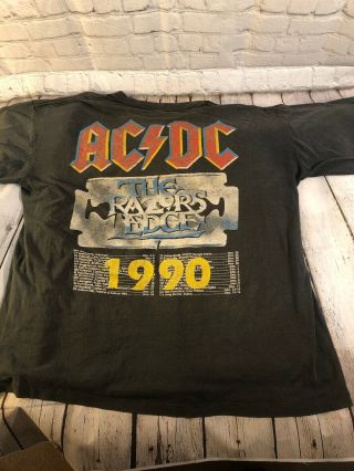 Vintage 90s AC/DC Razors Edge T Size XL Black T - shirt 1990 / 91 Concert ACDC SS 7