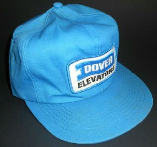 Vintage Dover Elevators Patch Snapback Trucker Hat Cap 80s Legend Brand Usa