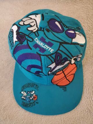 Vintage 90s The Game Charlotte Hornets Big Logo Snapback Hat Nba J.  Cole All - Star