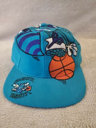 Vintage 90s The Game Charlotte Hornets Big Logo SnapBack Hat NBA J.  Cole All - Star 2