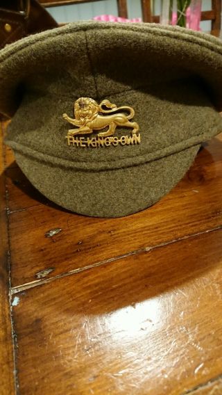 Vintage British Army Peak Cap With Badge The Kings Own Wwi Or Wwii?