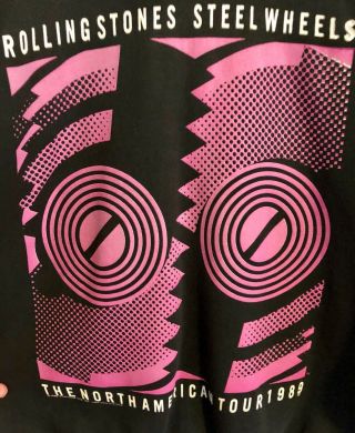 Vintage Rolling Stones 1989 Tour Steel Wheels Sweatshirt Shirt Xl Htf