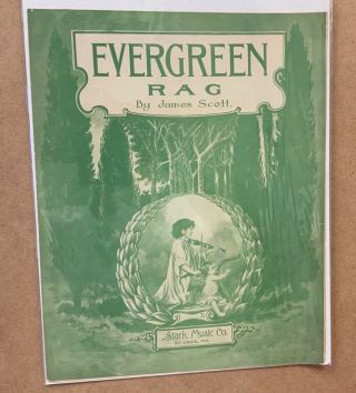 Vintage Sheet Music,  Evergreen Rag By James Scott,  1917