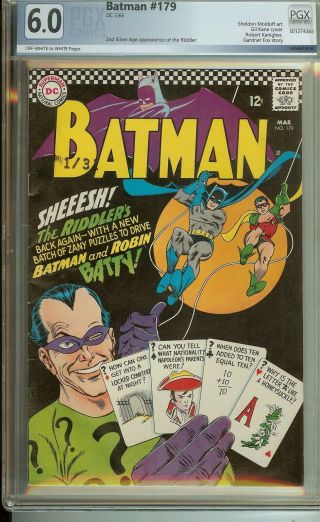 Batman 179 Pgx 6.  0 Vintage Dc Detective Comic Key 2nd Silver Age Riddler 12c