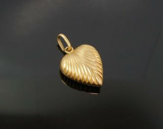 Vintage 1950s/60s 18k Gold Italian Fluted Heart Charm Bracelet Charm Pendant