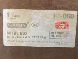 Stanley No.  60 Miter Box Mitre & Saw Nos Vtg Carpenter Cabinetmaker Tool Rare Usa