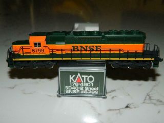 Kato N Scale 176 - 4901 Bnsf Sd40 - 2 Snoot Diesel Loco 6799 Vtg/nos