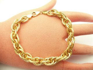 Fab Vintage Solid 9ct Gold Fancy Chunky Cable Chain Bracelet 8 Grams 7.  75 " Inch