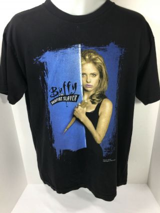 Vtg 90s Buffy The Vampire Slayer Black T - Shirt (large) 1998 Fox