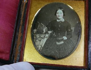 Woman With Rosy Cheeks Antique Daguerreotype Photo Vintage